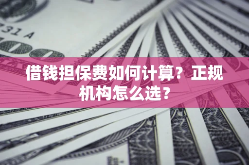 济南借钱担保费如何计算？正规机构怎么选？